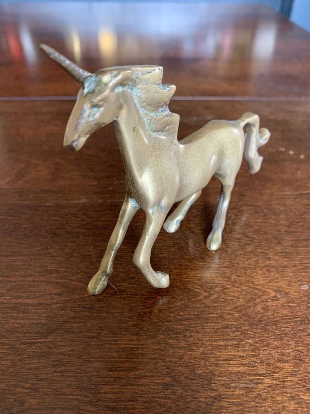 Vintage Solid Brass PRANCING UNICORN 4" High Home Decor Magical Mythical Fantasy